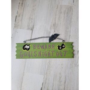 Halloween beware Ghouls Night Out sign home decor bat